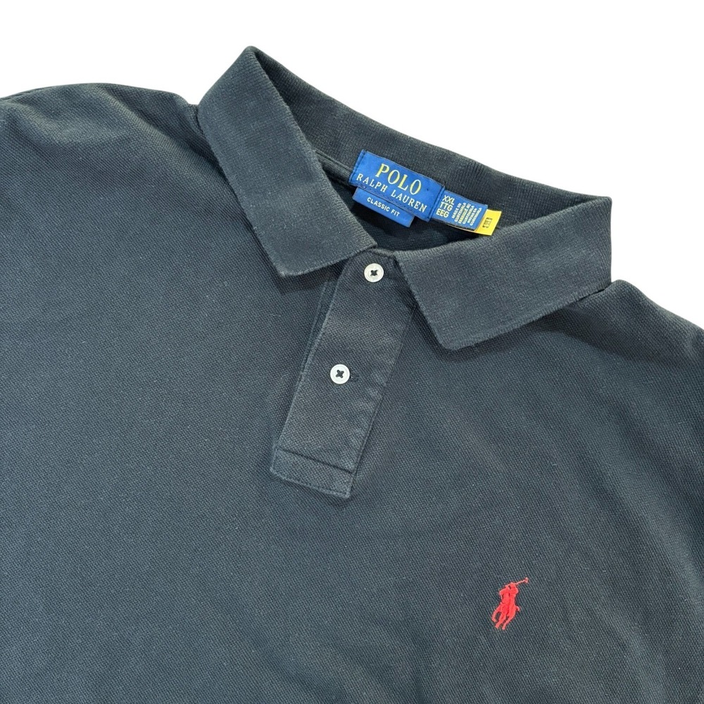 POLO RALPH LAUREN Polo Shirt Mens XXL Black Classic Fit Cotton Short Sleeve